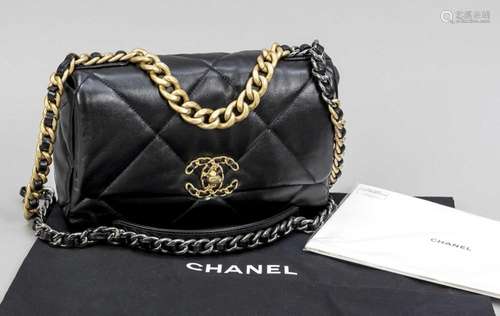 Chanel, Black Quilted 19 Flap Ba