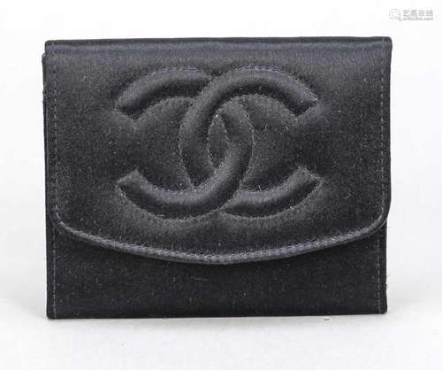 Chanel, small wallet, black sati