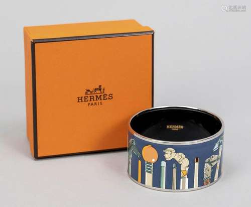 Hermes, wide silver bangle with