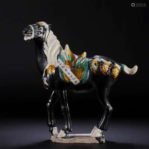 A Chinese Sancai Glaze Pottery Horse Tang Dyn.