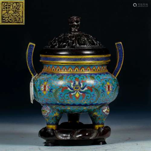 A Chinese Cloisonne Enamel Incense Burner Qing Dyn.