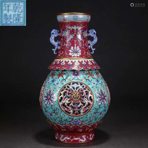 A Chinese Falangcai Glazed Vase Qing Dyn.