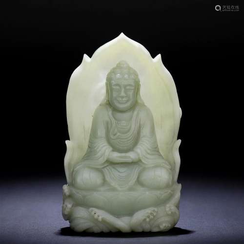 A Chinese Carved Jade Buddha Qing Dyn.
