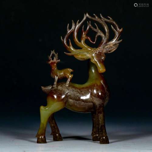 A Chinese Carved Russet Jade Deer Han Dyn.