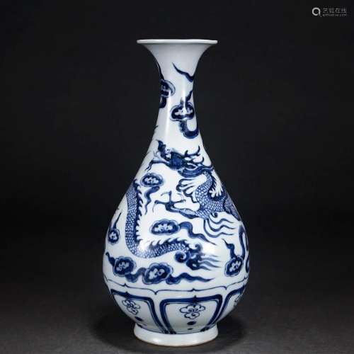 A Chinese Blue and White Vase Yuhuchunping Ming Dyn.