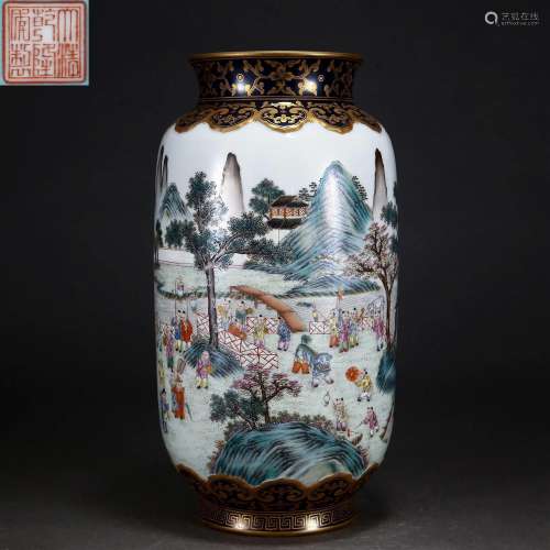 A Chinese Famille Rose Lantern Vase Qing Dyn.
