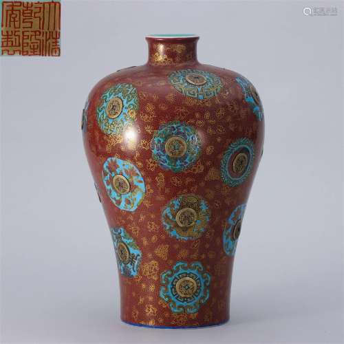 A Chinese Famille Rose Vase Meiping Qing Dyn.