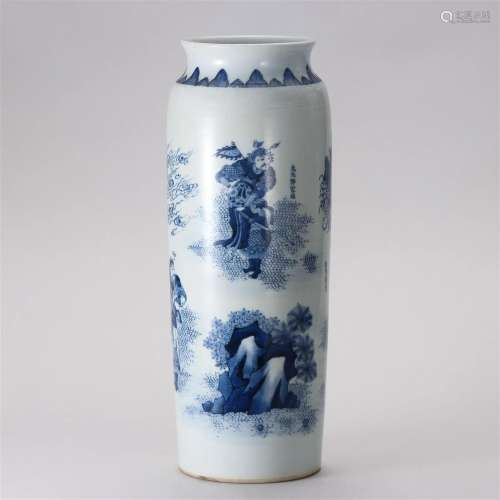 A Chinese Blue and White Sleeve Vase Qing Dyn.