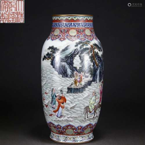 A Chinese Famille Rose Immortals Vase Qing Dyn.