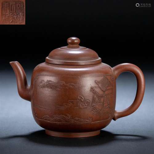 A Chinese Yixing Glazed Teapot Qing Dyn.