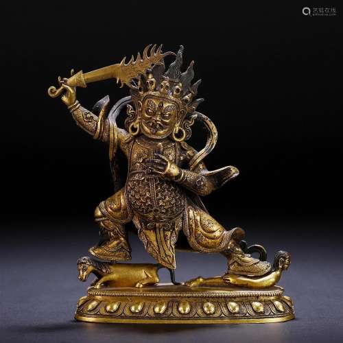 A Tibetan Bronze-gilt Acalavajra