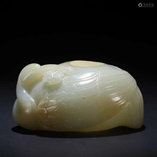 A Chinese Carved White Jade Waterpot Qing Dyn.