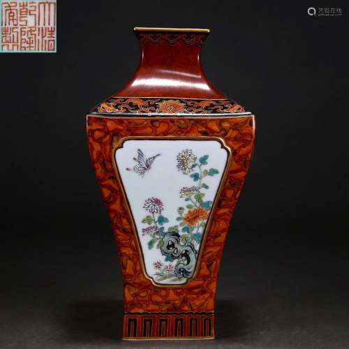 A Chinese Famille Rose Floral Vase Qing Dyn.