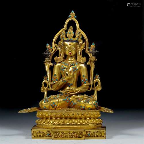 A Tibetan Bronze-gilt Manjusri Qing Dyn.