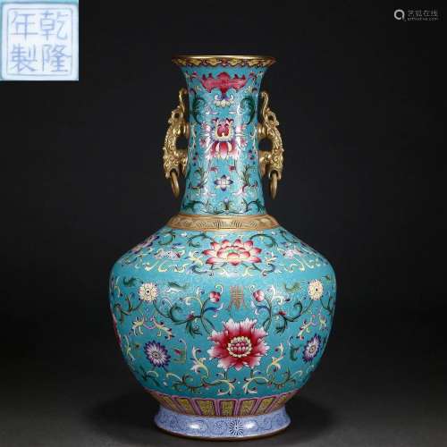 A Chinese Falangcai Floral Scrolls Vase Qing Dyn.