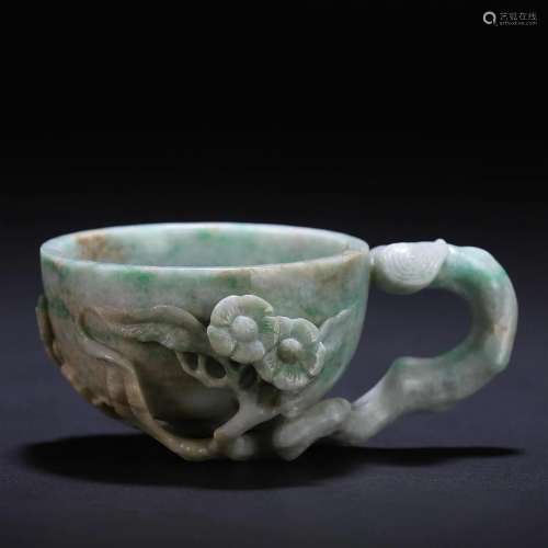 A Chinese Carved Jadeite Cup Qing Dyn.