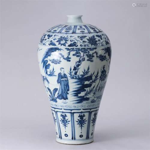 A Chinese Blue and White Vase Meiping Ming Dyn.