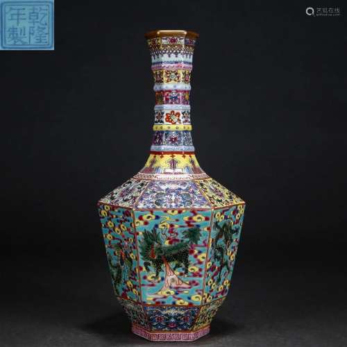 A Chinese falangcai Dragon and Phoenix Vase Qing Dyn.
