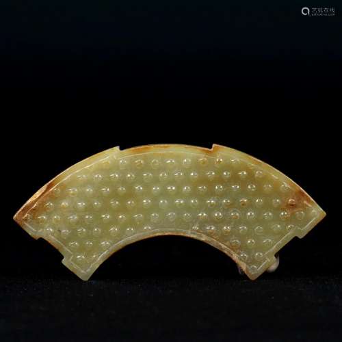 A Chinese Carved White Jade and Russet Arch Huang Han Dyn.