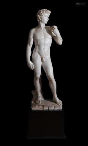 AFTER MICHELANGELO (ITALIAN, 1475-1564), A CARVED MARBLE FIG...