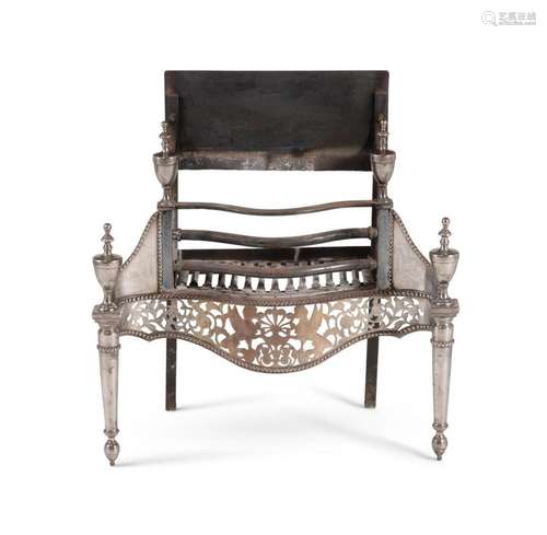 A GEORGE III STYLE POLISHED STEEL FIRE-GRATE, MID/LATE 19TH ...