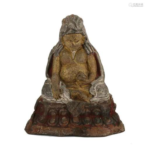 A CLAY FIGURE OF A LAMA, TIBET