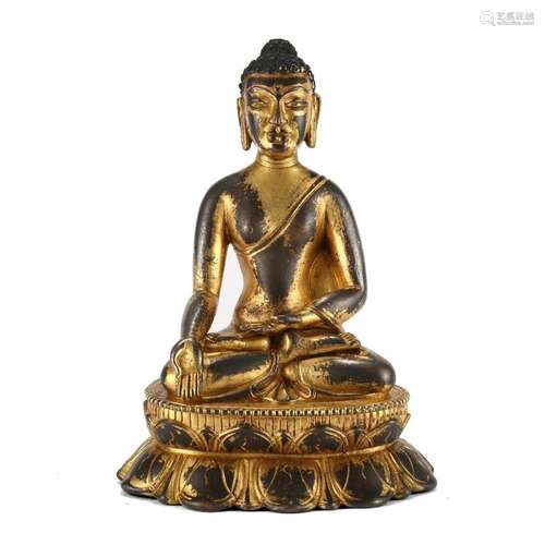 A GILT-BRONZE BUDDHA FIGURE