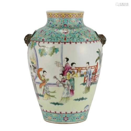 A FAMILLE-ROSE 'FIGURES' VASE