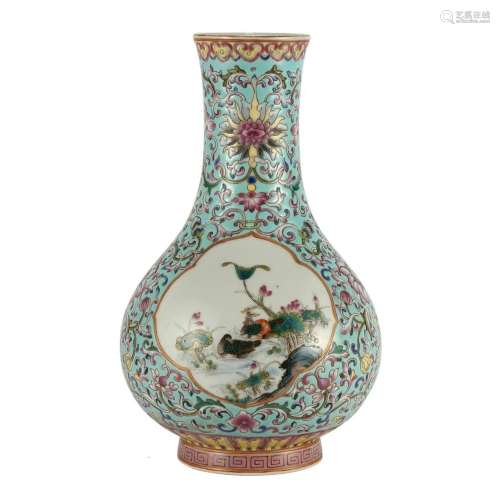 A FAMILLE-ROSE 'FLOWERS AND BIRDS' VASE
