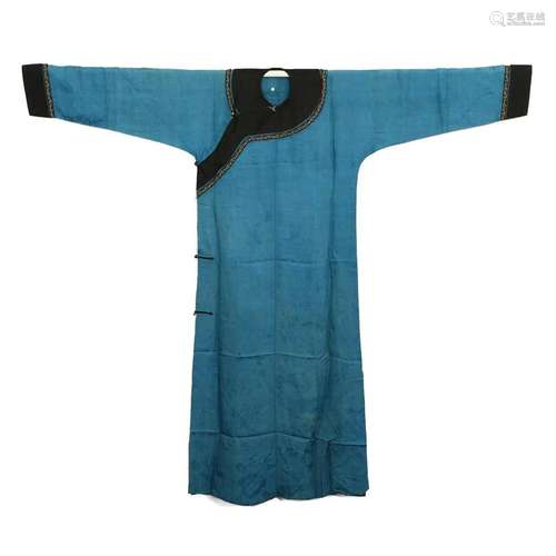 A BLUE-GROUND EMBROIDERED ROBE