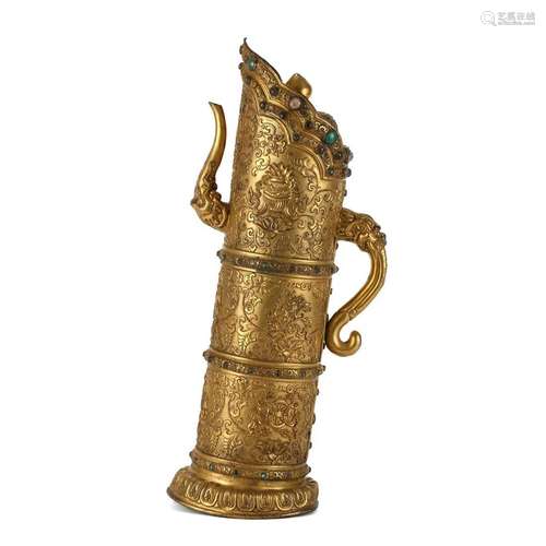 A GILT-BRONZE EWER