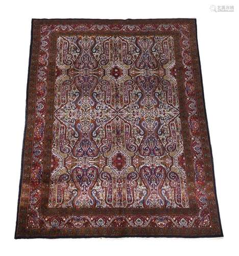 A MOUD RUG, part silk, approximately 266 x 188