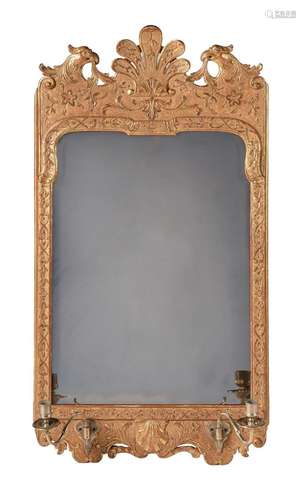 A GEORGE I GILT GESSO GIRANDOLE WALL MIRROR, IN THE MANNER O...