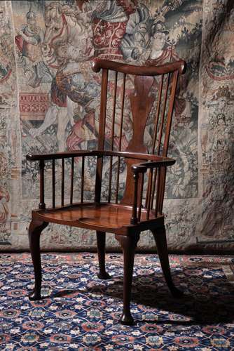 A GEORGE III MAHOGANY WINDSOR ARMCHAIRCIRCA 1760, of large p...