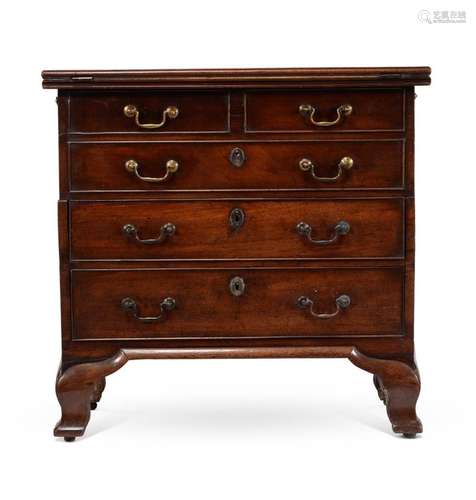 A GEORGE II MAHOGANY MECHANICAL BACHELOR'S CHEST OF DRAW...