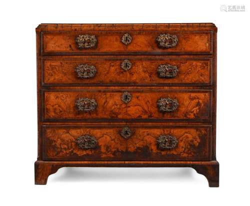 A WALNUT, FIGURED WALNUT AND CROSSBANDED CHEST OF DRAWERS, C...