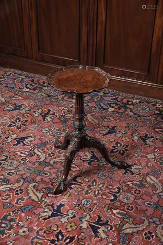 A GEORGE II CARVED MAHOGANY CANDLE STAND, CIRCA 1750