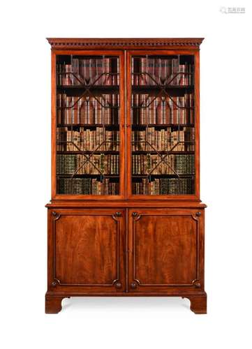 A GEORGE III MAHOGANY CABINET BOOKCASE, IN THE MANNER OF HEN...