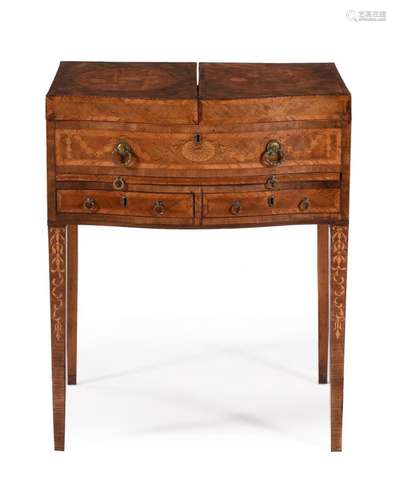 Y A GEORGE III MAHOGANY, SATINWOOD, HAREWOOD AND MARQUETRY D...