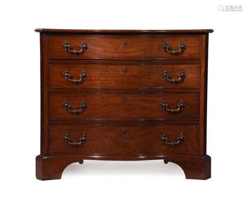 A GEORGE III MAHOGANY SERPENTINE DRESSING COMMODE, CIRCA 177...