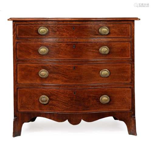 A GEORGE III MAHOGANY SERPENTINE CHEST OF DRAWERS, CIRCA 178...