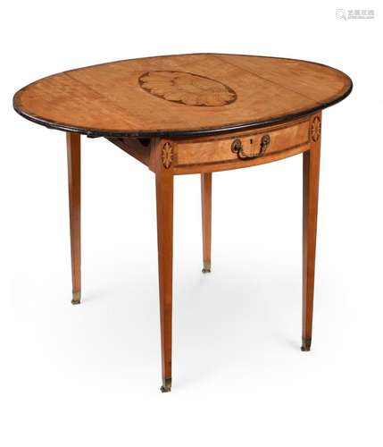 A GEORGE III SATINWOOD OVAL PEMBROKE TABLE, CIRCA 1790