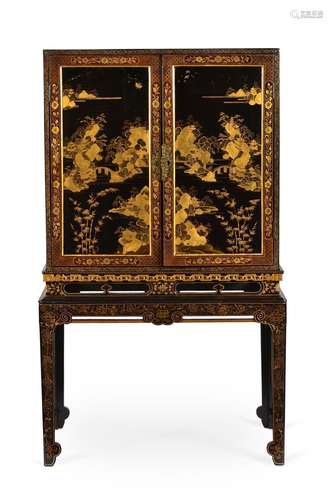 A CHINESE EXPORT LACQUER CABINET ON STAND, LATE 18TH/EARLY 1...