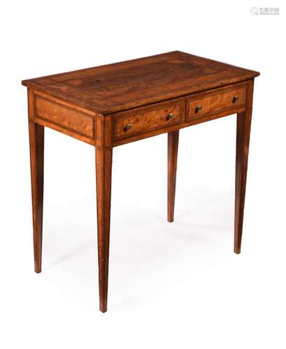 Y A GEORGE III SATINWOOD AND MAHOGANY SIDE TABLE, IN THE MAN...