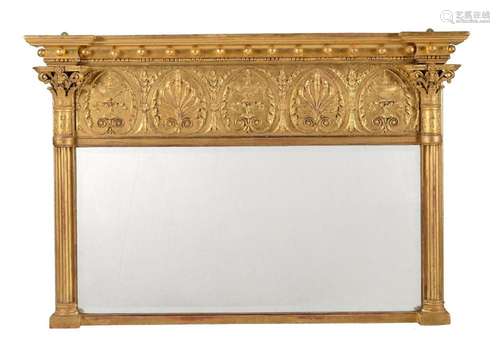 A GILTWOOD AND GESSO WALL MIRROR, IN NEOCLASSICAL STYLE, 19T...