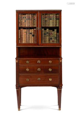 A SWEDISH MAHOGANY AND GILT METAL MOUNTED BOOKCASE ON CHEST ...