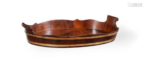 A GEORGE III MAHOGANY AND BRASS BOUND TRAY, SECOND HALF 18TH...