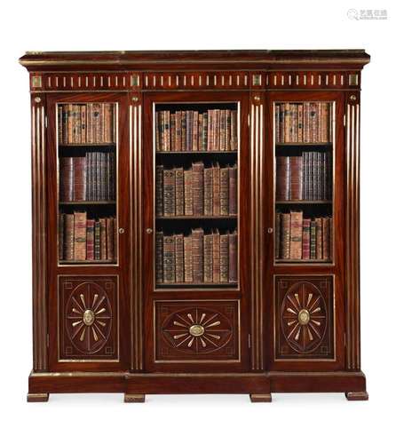 A RUSSIAN MAHOGANY AND BRASS MOUNTED BOOKCASE, FIRST HALF 19...