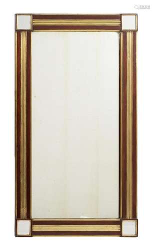 A RUSSIAN MAHOGANY AND BRASS MOUNTED WALL MIRROR, EARLY 19TH...