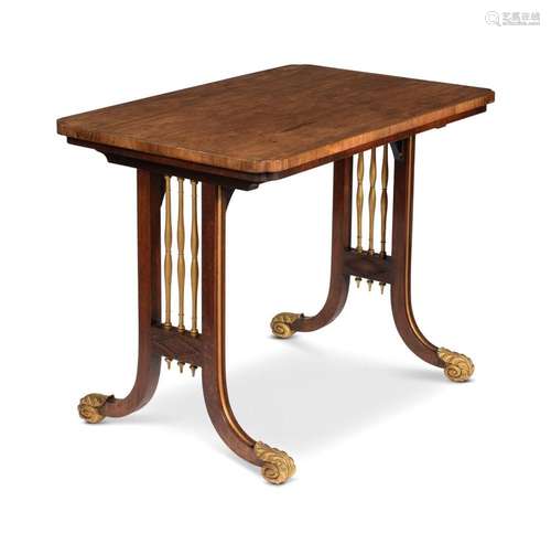 Y A GEORGE IV ROSEWOOD AND GILTWOOD LIBRARY TABLE, ATTRIBUTE...